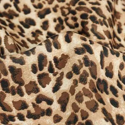 Tissu scuba lourd beige imprimé léopard