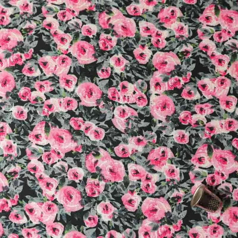 Tissu Microfibre Wool peach motif floral rose Vendu Au Coupon