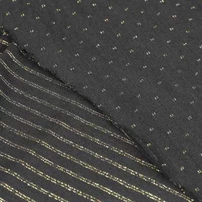Tissu Jersey coton noir double-face contrecollé vendu au coupon