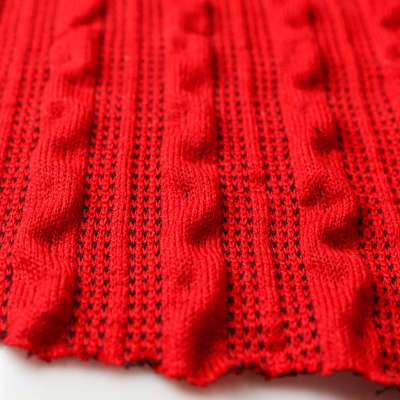 Tissu Maille Tricot Torsades -Rouge