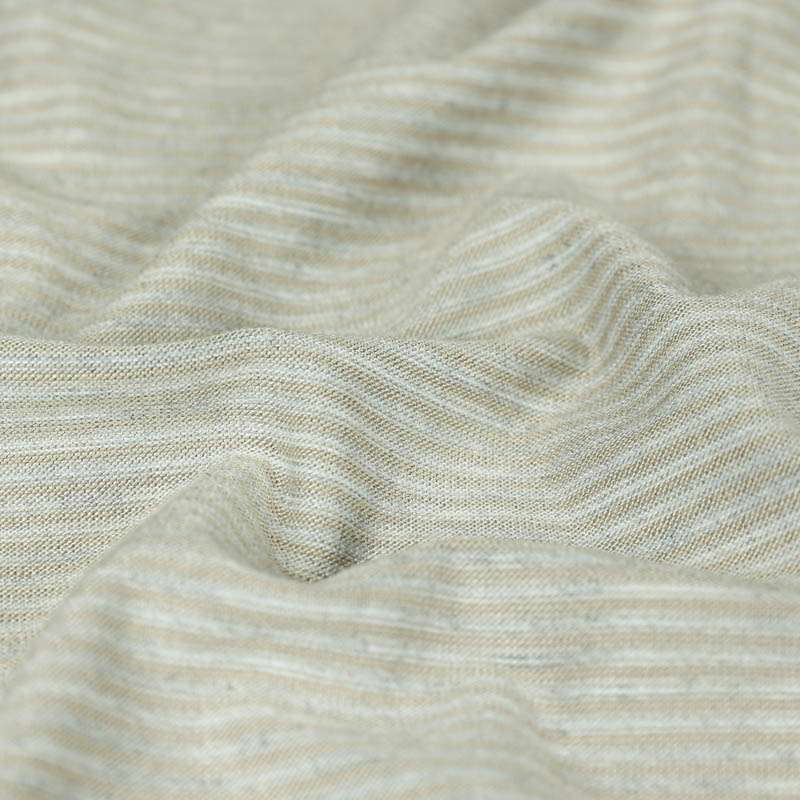 Jersey Viscose Marinière Rayures fines beige