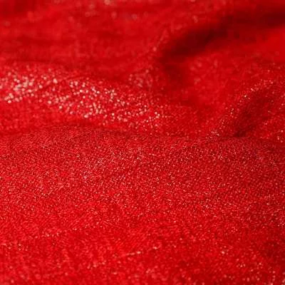 Tissu jersey maille côtelé brillante rouge