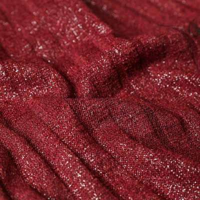 Tissu jersey maille côtelé brillante bordeaux