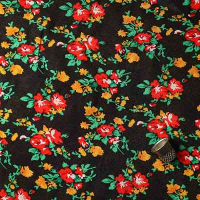 Viscose de fibranne motif bouquet de fleurs rouge sur