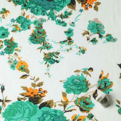 viscose motif floral vert