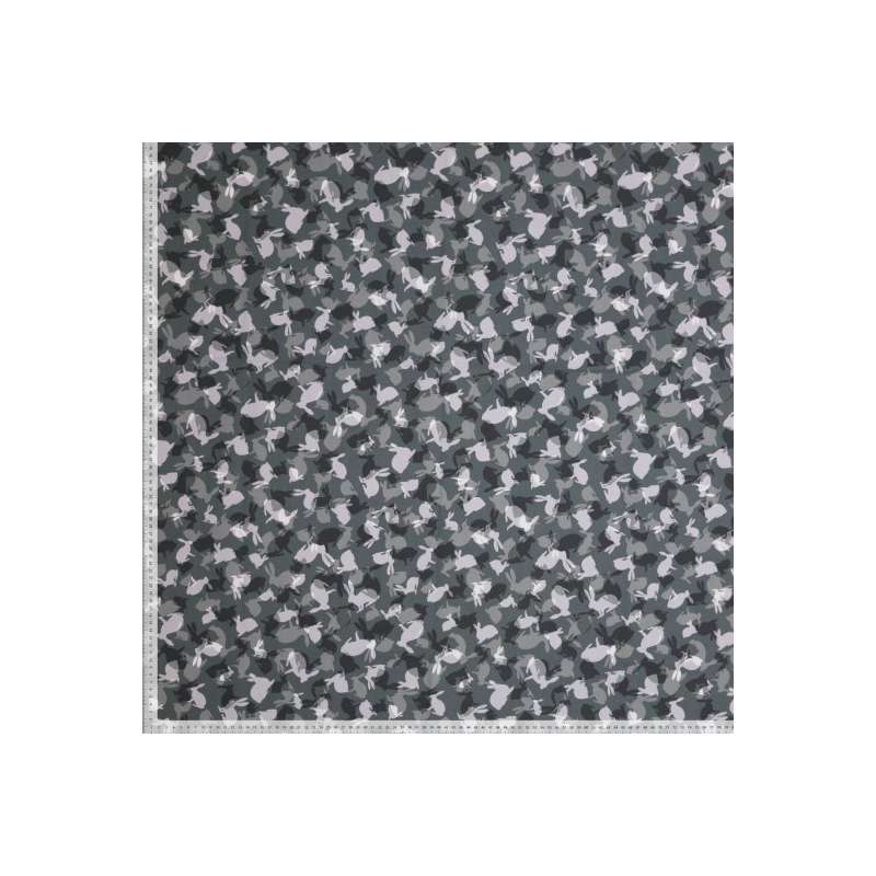 Tissu coton cretonne lapins gris