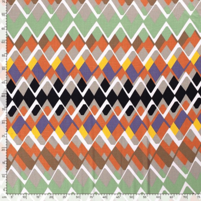 Tissu viscose extensible en chaîne et tram motif losanges de qualité