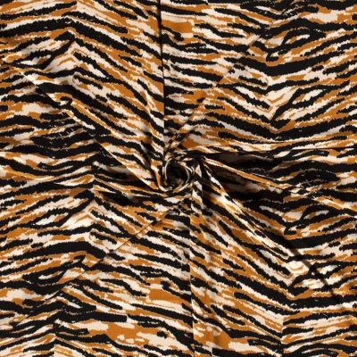 Tissu jersey de viscose ocre imprimé tigré