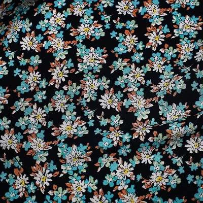 Fibranne viscose noir motif petites fleures