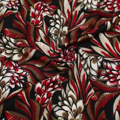 Tissu maille Crézia noir motif feuillage - Motifs élégants pour vos créations