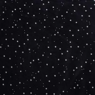 tissu velours de coton noir à motif étoiles