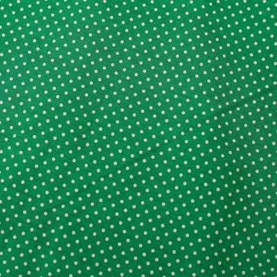 Popeline de Coton Imprimé - Pois Fond Vert Élégants