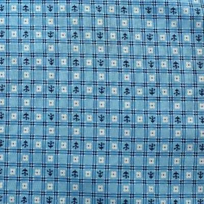 Popeline de coton bleu imprimé : Des motifs uniques