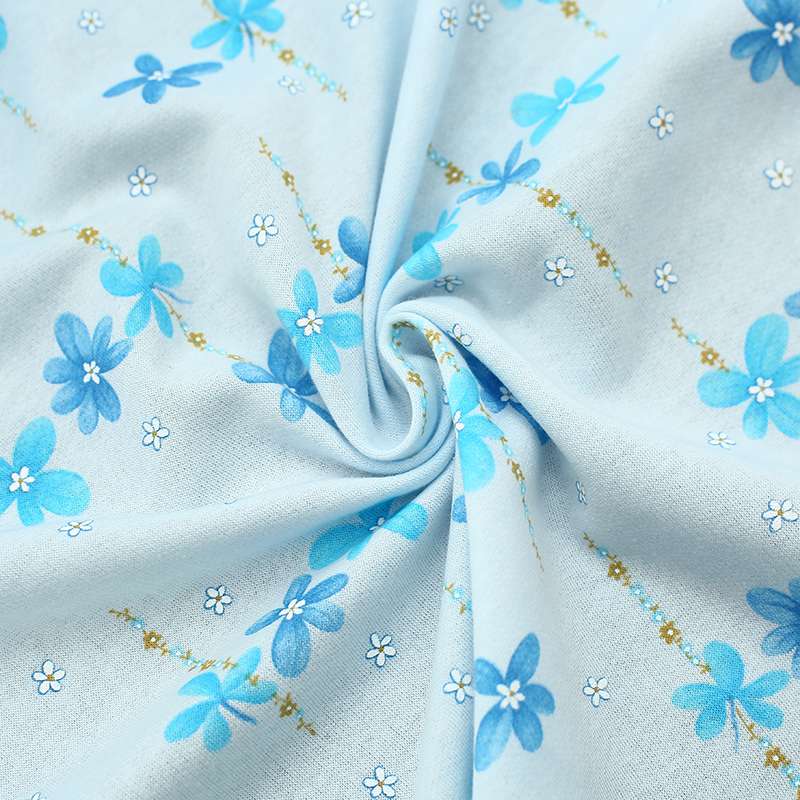 Tissu Jersey Coton Imprim Fleurs Fond Bleu B B Acheter En Ligne