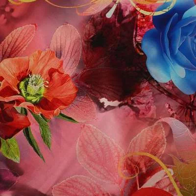 Tissu Crêpe Satin de Luxe Imprimé Floral - Vêtements