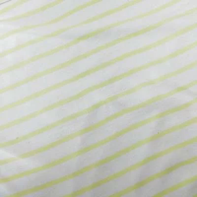 "Tissu Jersey Coton de Qualité - Rayures Jaune Anis et Blanc"