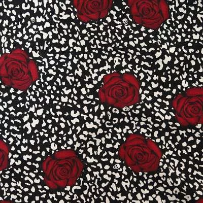 Tissu Crêpe de Luxe Roses et Léopard - Créé avec Style
