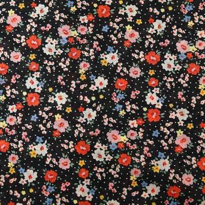 Tissu Crêpe de Qualité au Motif Floral Multicolore - Votre Toile Créative