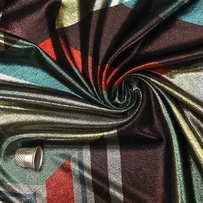 Tissu Maille Bisou Bisou : Inspiration Géométrique Multicolore