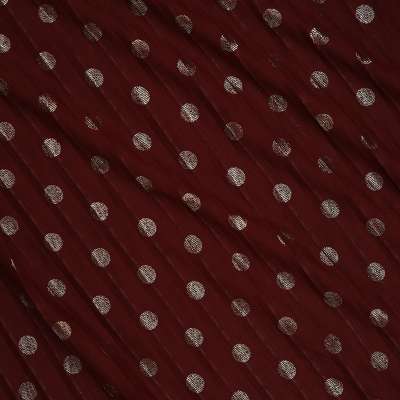 Tissu Polyester Bordeaux Plissé avec Pois Dorés : Votre Style Éclatant