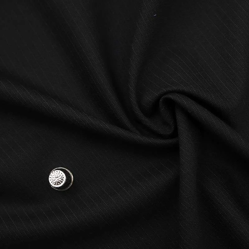 Tissu Costume Noir pour Homme : Mini-rayures Chic
