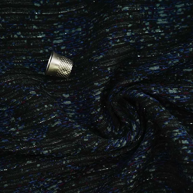 Tissu Bouclette Bleu Marine Irisé Misson - Parfait pour la Confection