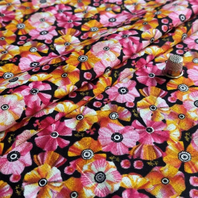 Coton de Qualité Supérieure : Tissu Popeline Fleurs