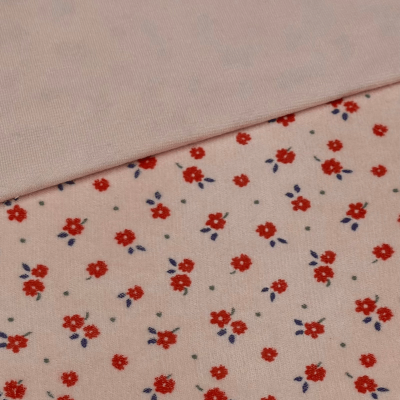 Tissu Velours Rose avec un Motif Floral Premium