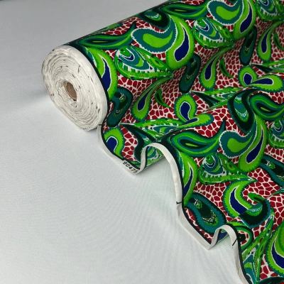 Texture du Tissu Wax Africain - Motif Paisley en coton