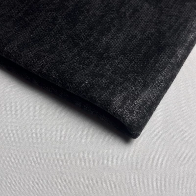 Tissu noir chiné en maille tricot - Durabilité premium