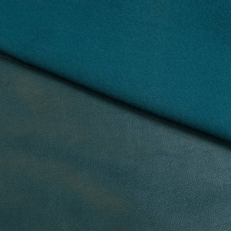 Tissu Simili Cuir Merlin géométrique Bleu canard - Par 50 cm