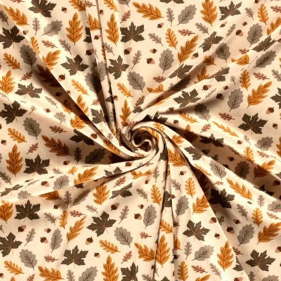 Tissu avec Motif de Rameaux de Feuilles - Polyvalence illustrée