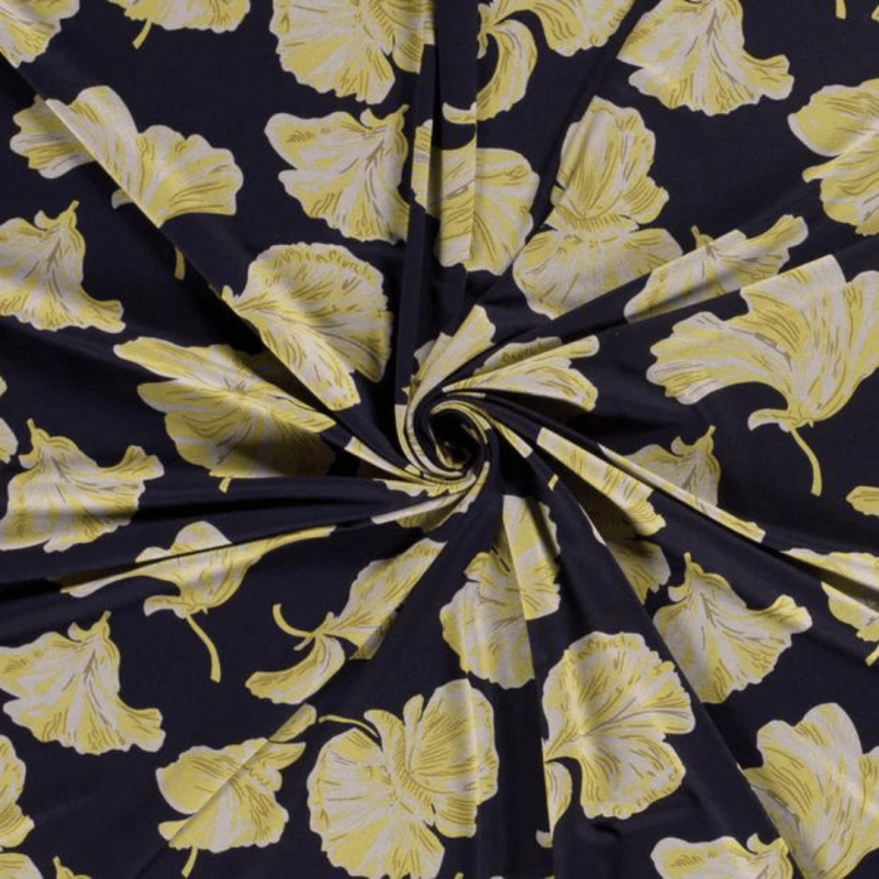 Tissu Doux pour Homewear avec Motifs Fleurs Jaune