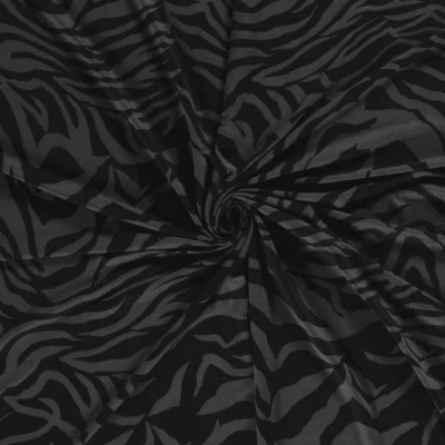 Jersey de viscose motif tigre gris et noir - motif détaillé