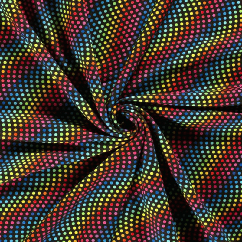 Tissu sweat molleton motif Vague à Pois Arc-en-ciel