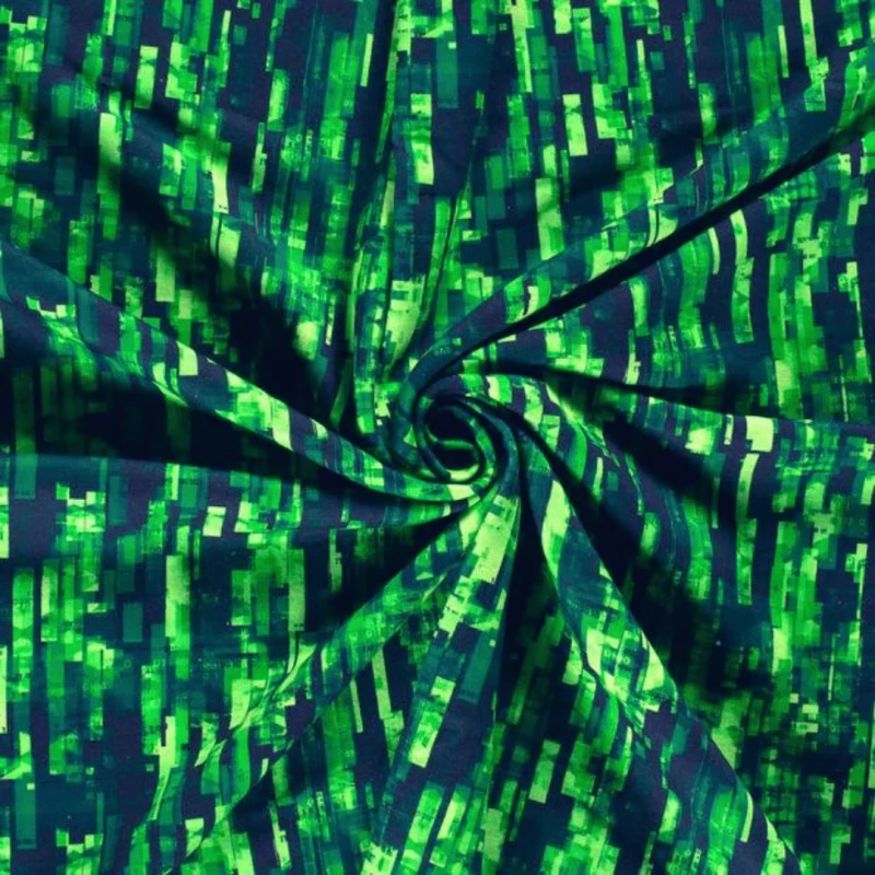 Tissu sweat molleton motif Matrix Coding vert en rouleau