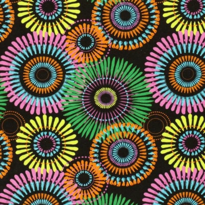 Tissu motifs circulaires multicolores - Inspiration pour créations