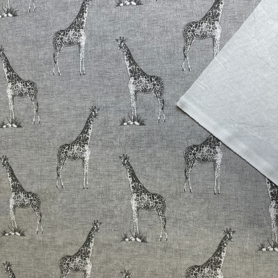 Tissu Gabardine Légère imprimée avec motif girafe charmant pour accessoires