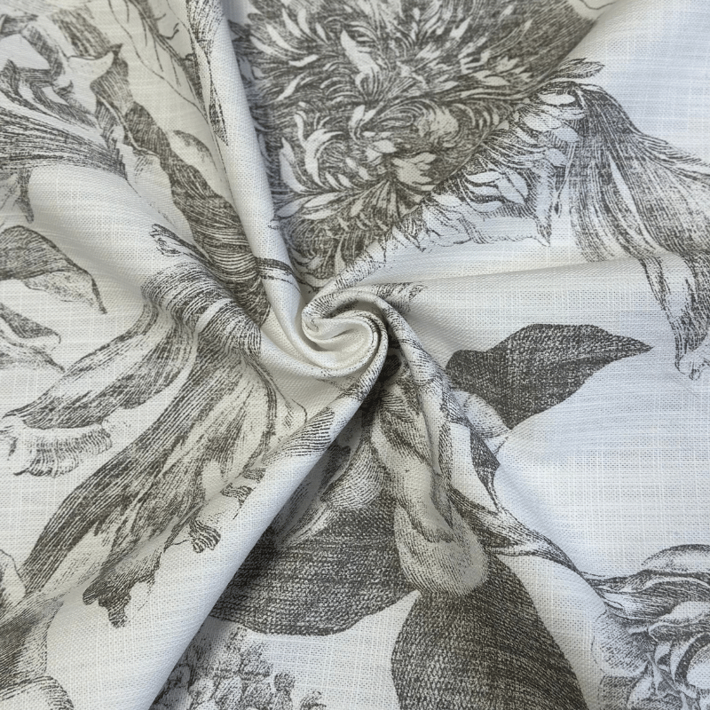 Tissu Jacquard Fleurie Gris pour Projets Uniques