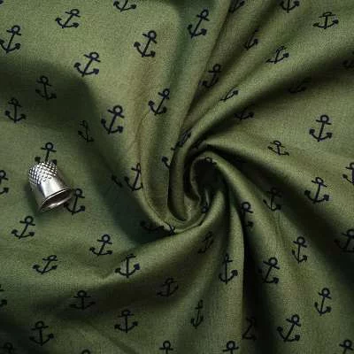 Tissu en coton vert kaki - Parfait pour la décoration intérieure et la mode
