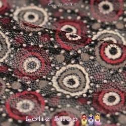 Dentelle Floqué Gomme LOLIE Motif Spirale Ton Rouge