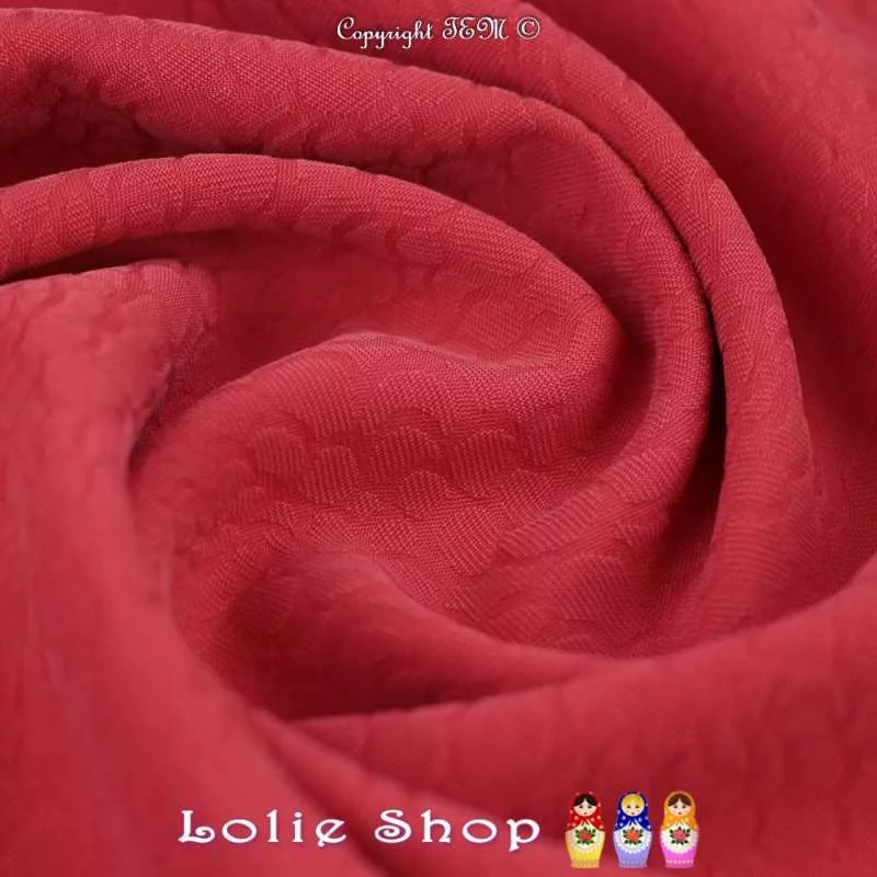 Jacquard Polyester Imprimé Effet Fleurs Couleur Rouge