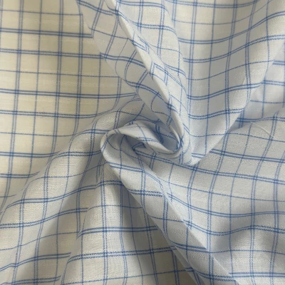 Tissu à carreaux bleu marine en coton pour vêtements