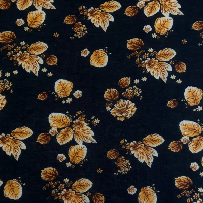 Tissu viscose imprimé feuilles - pour robes d'été
