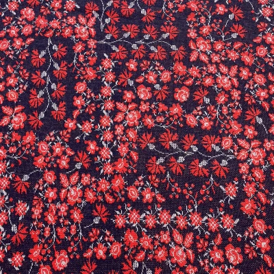 Tissu jacquard à motif fleuri rouge