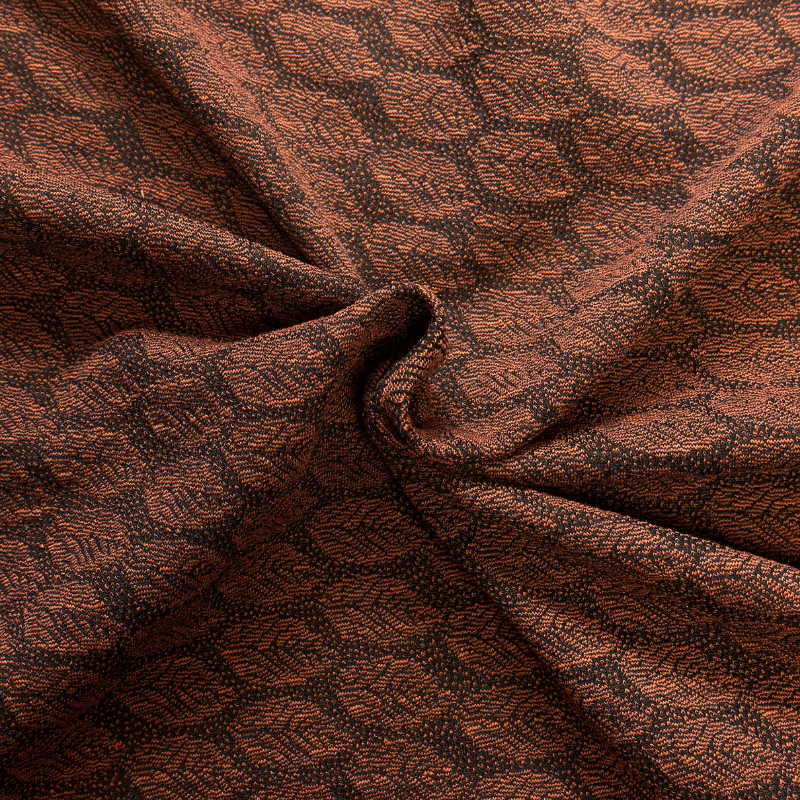 Tissu Jacquard Marron Feuilles Couture Fine