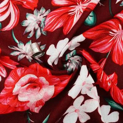 Tissu Fibranne Viscose avec motifs fleuris