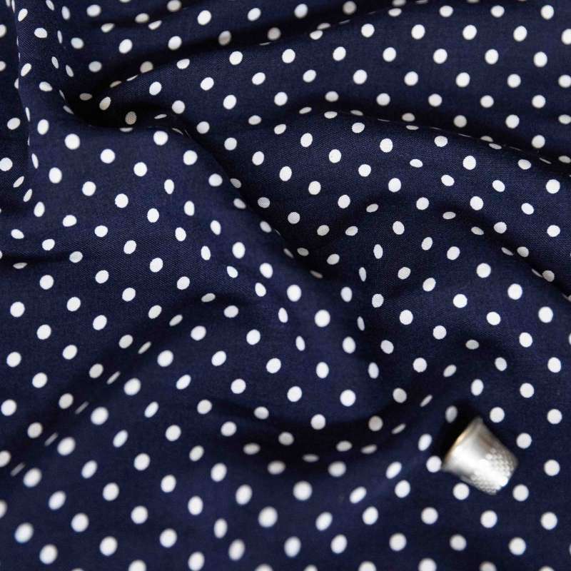 Tissu Fibranne Viscose à Motif Pois Blanc