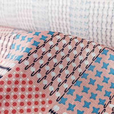 Tissu lin coton avec motifs étoiles et géométrique