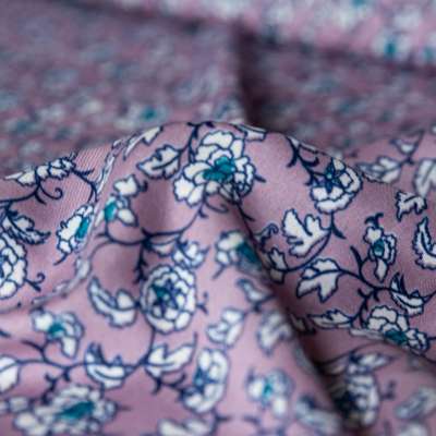Tissu Microfibre Wool Peach à Motif Floral pour Mode Féminine